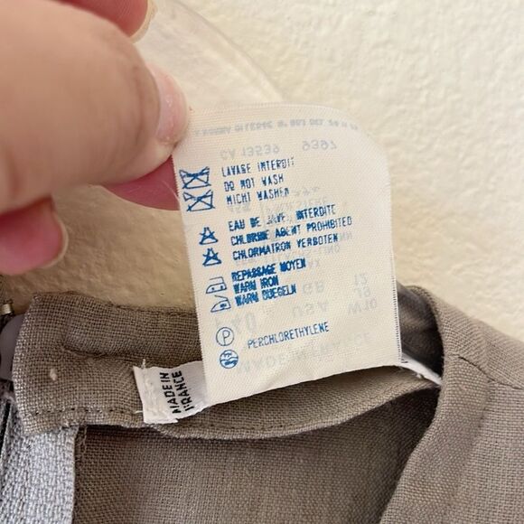 Guy Laroche Minimalist Linen Blend Sleeveless Gray Midi Dress with Button Detail - Picture 10 of 10